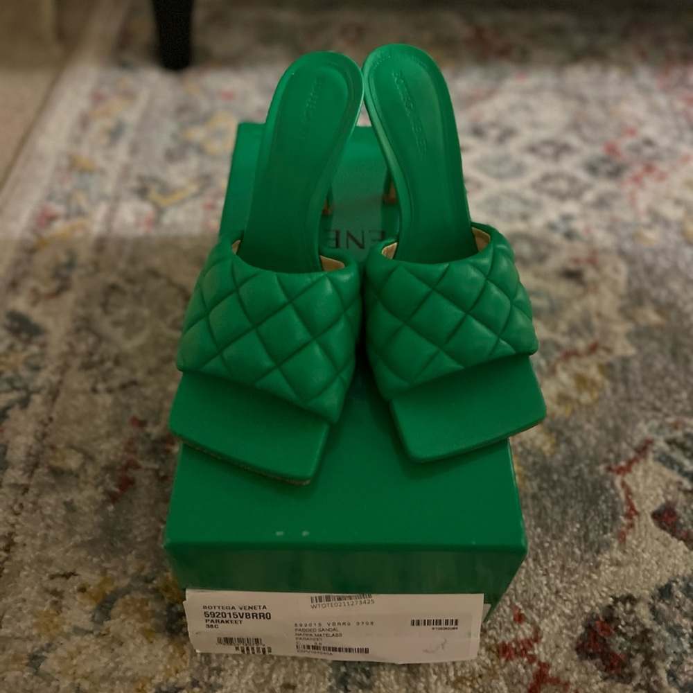 Bottega Green Padded Mule Heel size 38 NWT